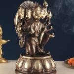 Brass Panchmukhi Hanuman Dual Tone Chola Idol | 13.5" x 9" x 7.5" (34.3 x 22.9 x 19.1 cm) | 9 kg Five-Faced Sacred Art | Heritage Murti